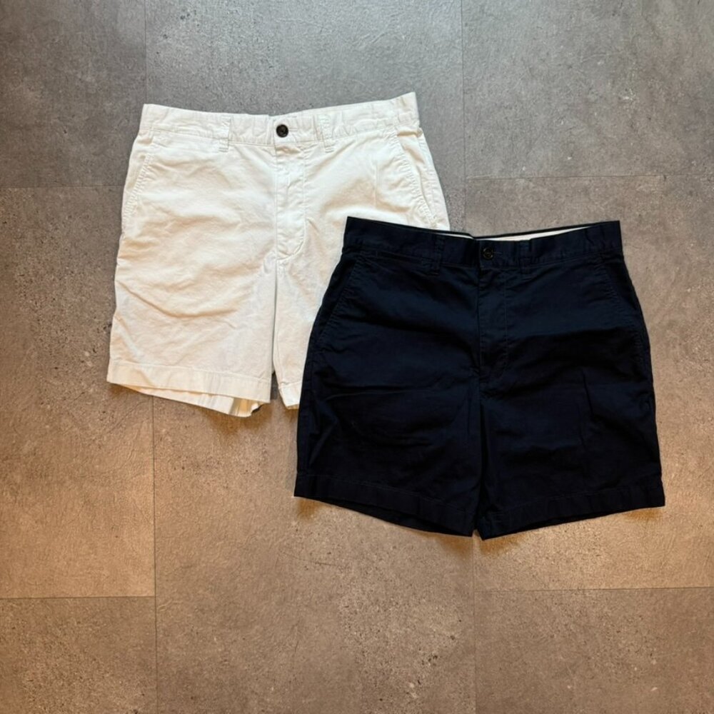 J. Crew Navy Blue and White 7" Inseam Chino Short Size 31 Waist Bundle Like New
